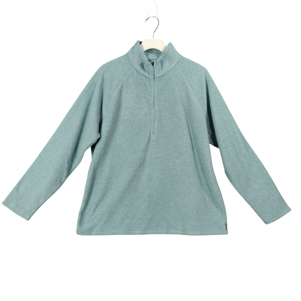 Eddie Bauer Womens Granola Fleece Cozy XL Pullover Quarter Zip Teal Long Sleeve